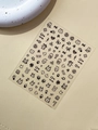 Cute black line rabbit and bear nail art stickers with heart patterns on YT5782 - Flat Rabbit Style (YT5782Pm) / Black