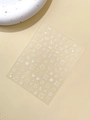 Cute white bunny and bear cartoon nail art stickers YT5783 on beige leather background - Flat Rabbit Style (YT5783Pm) / White