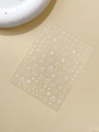Cute white cartoon line art nail stickers featuring cats, dogs, and stars on clear film - Flat Cat and Dog Style (YT5785Pm) / White