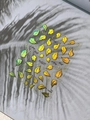 Holografischer Nagelfaufkleber mit grün-gelben Blättern und englischem Text YT6049 - Silber Laser (YT6049Pro)