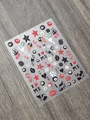 Punk style nail stickers with 8-ball, dice, and flame patterns in red and black - 3D Relief Street Punk Pattern (YT6160)