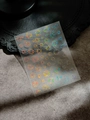 Detailed macro view of laser holographic firework nail art stickers with rainbow reflection - Holographic Pink (YT4619mc)