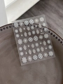Close-up of embossed bohemian mandala nail stickers with silver and blue floral patterns - Embossed Gold And Silver Vintage Style (YT4771)