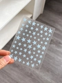 Macro detail of YT4782 blue star nail stickers with shiny gold foil decorative elements - Light Blue Flat Style / Light Blue (YT4782pm)
