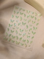Macro view of 3D aurora green butterfly nail stickers with holographic relief effect - Aurora Green Butterfly Style (YT4559te)