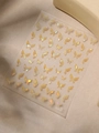 Macro detail of iridescent yellow butterfly nail art stickers with 3D gradient effects - Holographic Orange Yellow Butterfly Style (YT4560te)