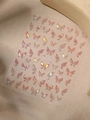 Macro detail of iridescent butterfly nail stickers with pearlescent shell finish YT4561 - Holographic Orange Pink Butterfly Style (YT4561te)