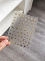 Golden holographic star nail stickers YT4785 with various sizes on self-adhesive sheet - Metallic Gold (YT4785me)