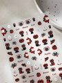 Pegatinas de uñas con gatos negros y manzanas rojas en relieve diseño adorable YT5048 - Relieve YT5048