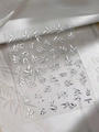 Detail of silver embossed leaf nail art decals with 3D texture and metallic finish - Silver Leaves (YT5074Si)