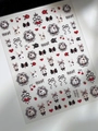 3D embossed nail stickers with gothic rabbits, lace, red hearts, and black roses - Relief Crown Rabbit (YT5010)