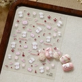Detail of YT3603 embossed cartoon dog nail stickers with floral patterns on fake nails - Flat Style (YT3603pm)