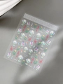 Detail of YT4925 cute flower nail stickers with pink bows and sparkling bouquet designs - Daisy Bow Holographic Style (YT4925TePro)