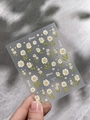 Detailed macro view of 5D white daisy embossed nail art stickers with textured floral patterns - Shell Luster 5D Embossed Style (YT5183Te)