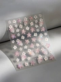Blumen Nagelsticker mit rosa Perlmuttglanz und schillernden Kirschblütenmustern im Licht - Muschellicht Kirschblütenstil (YT5084Te)