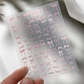 Pink ribbon bow nail art stickers featuring ultra-thin adhesive ballet style patterns - Embossed Pink Style (YT5026)