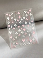 Pale pink and white poker theme nail stickers with embossed hearts and spades YT5249 - Silver Foil Pink Jelly Style (YT5249)