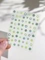 Luminous four-leaf clover nail stickers with shell glow and laser glitter finish YT4980 - Shell Luster Lucky Clover Style (YT4980Te)
