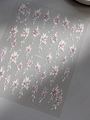 5D embossed floral nail art stickers in purple and cream white with watercolor texture - Purple Watercolor Floral (YT4972)