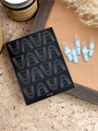 Detailed view of blue and white gradient press-on nails with 3D bows and art stickers - YT89 (Blue White Gradient Bow)