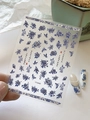 Embossed blue and white porcelain nail art stickers with butterfly and floral designs YT5040 - Relief Style (YT5040)