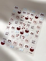 Vista macro de las pegatinas de uñas en relieve YT4405 con osos lindos y lazos suaves - Estilo Relieve (YT4405)