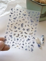 Blue floral relief nail stickers with gold outlines for DIY manicures, model YT5058 - Gold Stamped Style (YT5058Me)