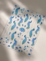 3D embossed peacock nail art sticker with Chinese calligraphy and green floral patterns - Embossed Starlight Film (YT5094) / Teal