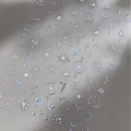 Metallic silver celestial nail stickers with moon and star patterns for manicure - Silver Astrology Celestial Style (YT5054Si)