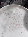 Pink gradient floral nail stickers with white embossed edges YT4916 on ceramic tray - Pink Floral (YT4916)