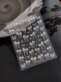 Detail of YT4880 nail stickers with iridescent bows and hearts on a ceramic plate - Holographic Bowknot Style (YT4880)