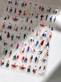 Detail of YT4816 colorful cartoon life scene nail art stickers on a transparent sheet - Jelly Style YT4816Gd