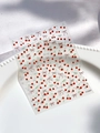 Cute cherry and green bow nail stickers on clear film, YT5006 model displayed on a plate - Embossed Style (YT5006)