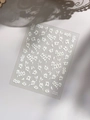 5D embossed nail stickers YT5286 with white floral and butterfly 3D relief designs - White Floral Butterfly Style (YT5286TeGdPro) / 1 Sheet