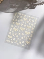 5D embossed nail art stickers featuring white flowers and butterflies on YT5289 sheet - Cream White Floral Butterfly Style (YT5289TeGdPro) / 1 Sheet