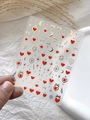 Golden sun and moon nail art stickers with red heart accents model YT4950 - Gold Stamping Jelly YT4950GdPro