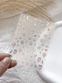 Star and moon nail art stickers with gold foil pink hearts and bow motifs, YT4951 - Gold Stamping Jelly YT4951GdPro