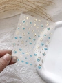 Gilded star and moon nail art sticker with blue heart and gold bow designs - Gold Stamping Jelly YT4952GdPro