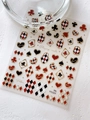 Playing card poker nail art stickers with gold foil hearts and check patterns - Bronzing YT5324Me
