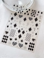 Self-adhesive nail stickers with silver sun and moon motifs on checkerboard heart patterns - Silver Foil YT5327Si