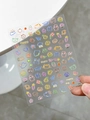 Close-up of cute cartoon rabbit and bear nail stickers with fruit patterns on glossy PVC - Cartoon Animal Line Style(YT3887)