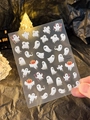 Ghost Halloween nail stickers variant YT3846 with pumpkin and devil motifs on black background - YT3846 Flat