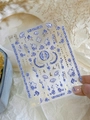 Blue and white porcelain nail stickers with gold accents and Chinese floral designs - Bronzing (YT4412me)