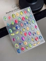 Detailed macro view of 3D monster evil eye nail stickers with holographic laser effects - Starry Jelly 3D Dripping Glue Style (YT4242)