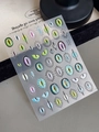 Macro shot of YT4240 evil eye nail stickers with 3D cat eye effect and iridescent glitter - Starry Jelly Evil Eye Style (YT4240)