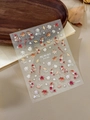 Detail of autumn maple leaf nail stickers with gold accents and ginkgo motifs - 3D Relief Style (YT4215)