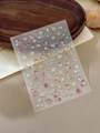 Detailed view of colorful laser autumn maple leaf nail art stickers with embossed texture - Laser Iridescent Style (YT4214)