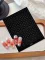 Pink gradient coffin nails with red heart patterns and 3D bow accents, item YT 93 - Line Heart (YT93)