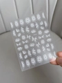 Semi-transparent white daisy nail art stickers with delicate hand-drawn floral design - Flat Daisy Floral Style (YT4133pm)