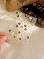 Bohemian style nail sticker YT4203 with gold stars and purple floral embossed patterns - Embossed Style - Vintage Starlight Floral (YT4203)